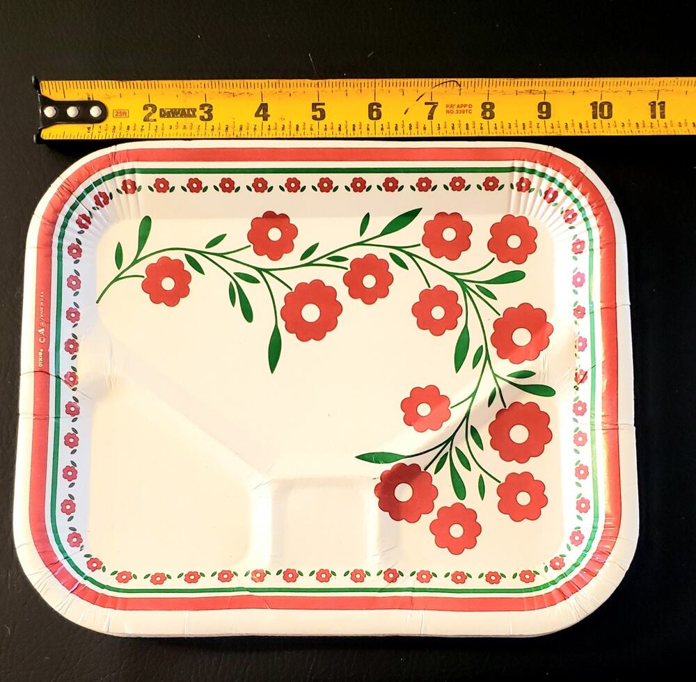 11 Vintage DIXIE 10" Paper plates TV DINNER divided picnic MCM retro 60s 70s